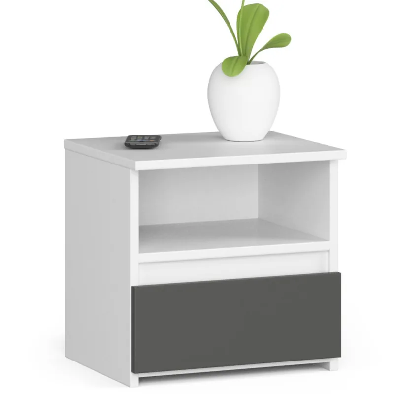 Noptiera Brius CL1 1 Sertar 40x35x40cm Alb si Gri