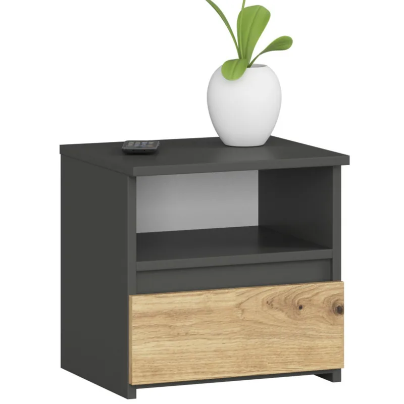 Noptiera Brius CL1 40x35x40cm 1 Sertar Gri Stejar Artisan