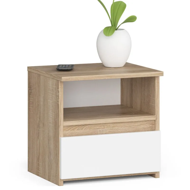 Noptiera Brius CL1 Stejar Sonoma Alb 40x35x40cm