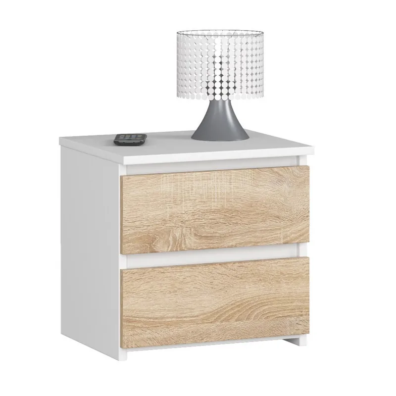 Noptiera Brius CL2 2 Sertare 40x35x40cm Alb Stejar Sonoma