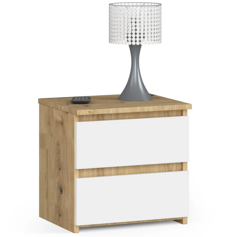 Noptiera Brius CL2 Stejar Artisan Alb 40x35x40cm
