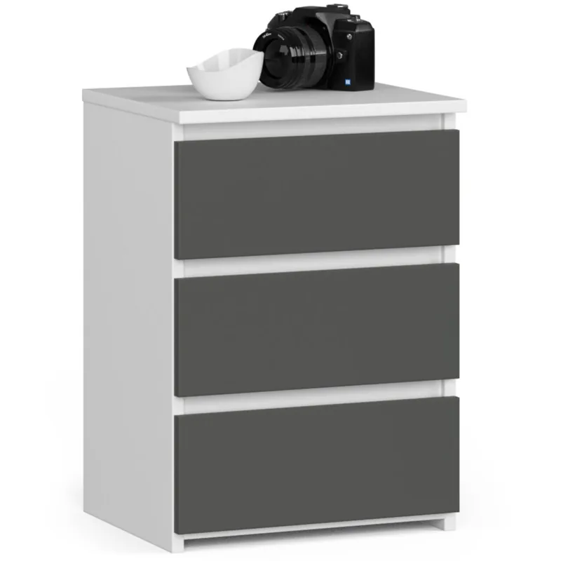 Noptiera Brius CLP 3 Sertare 40x35x57cm Alb Gri