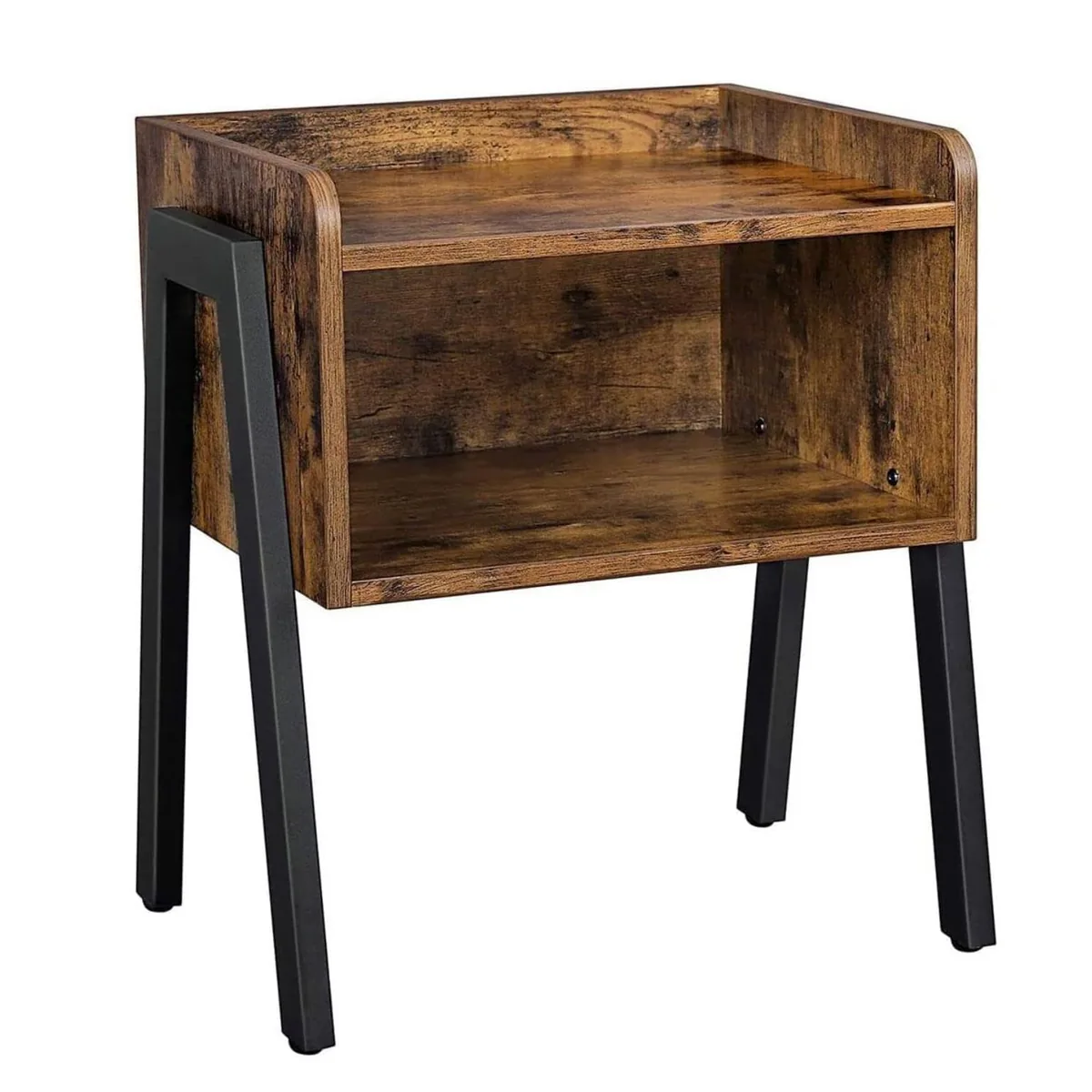 Noptiera Brius Design Rustic Cu Compartiment Deschis MDF Maro 42x35x52cm
