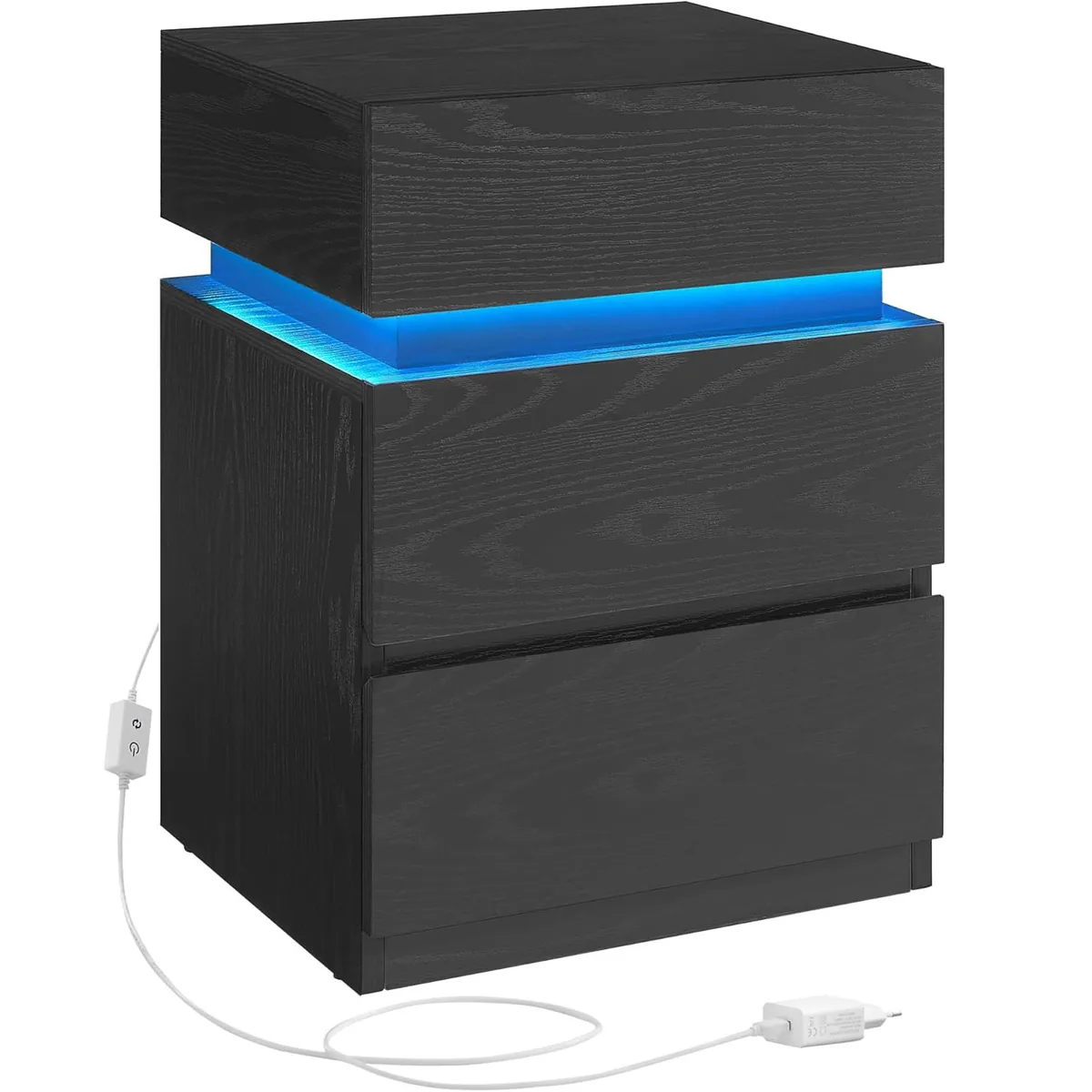 Noptiera Brius MDF Iluminare LED Culori Reglabile 35x40x55cm Prize USB Negru