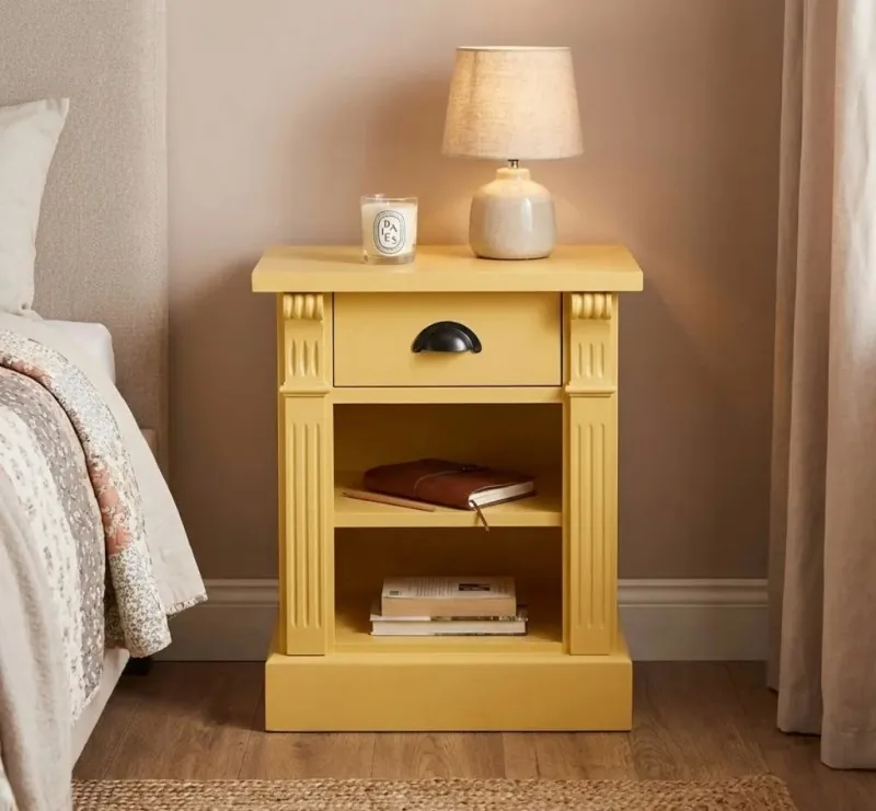 Noptiera Studio Szel Directoire 1 Sertar 1 Polita Sand Yellow