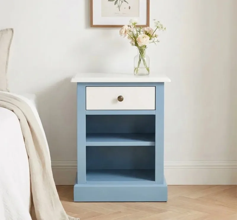 Noptiera Studio Szel 1 Sertar Rafturi Deschise Sky Blue Signal White