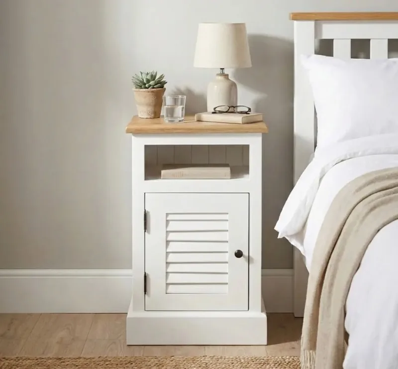 Noptiera Studio Szel Shutter 1 Usa Spatiu Deschis Blat Stejar Signal White/Chesnut Brown