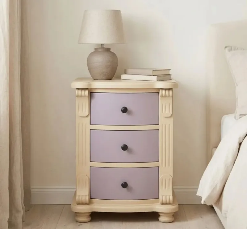 Noptiera Studio Szel 3 Sertare Curbate Ficelle/Dusty Lavender