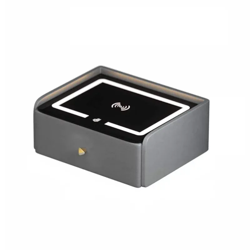 Noptiera Inteligenta SmartHeater Incarcare Wireless LED 1 Sertar Gri Antracit