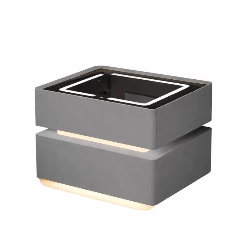 Noptiera Inteligenta SmartHeater Incarcare Wireless LED 2 Sertare Gri Antracit