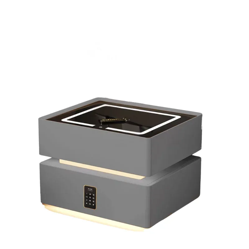 Noptiera SmartHeater Incarcare Wireless LED 2 Sertare Gri Antracit