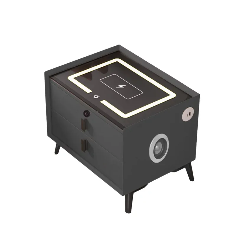 Noptiera Inteligenta SmartHeater Gri Antracit 2 Sertare Incarcare Wireless