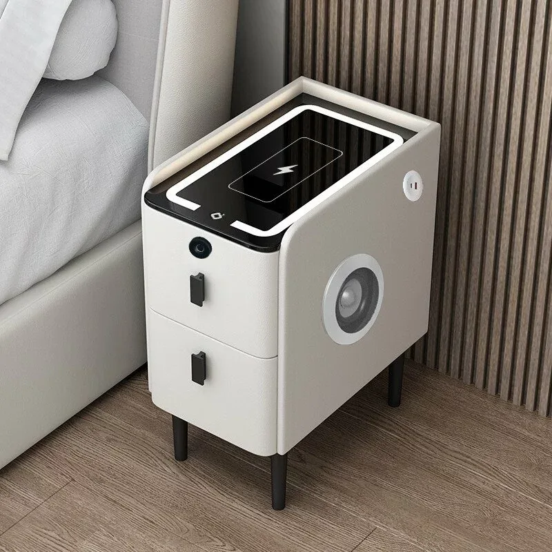 Noptiera SmartHeater Wireless LED Bluetooth Amprenta Alb 2 Sertare