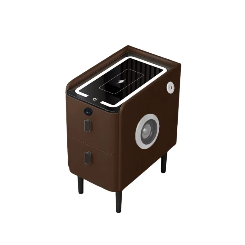 Noptiera Inteligenta SmartHeater Slim Incarcare Wireless Bluetooth Amprenta Maro