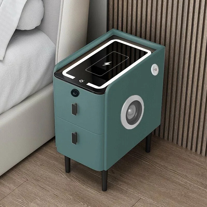 Noptiera SmartHeater Inteligenta Wireless Bluetooth Amprenta LED 2 Sertare Verde