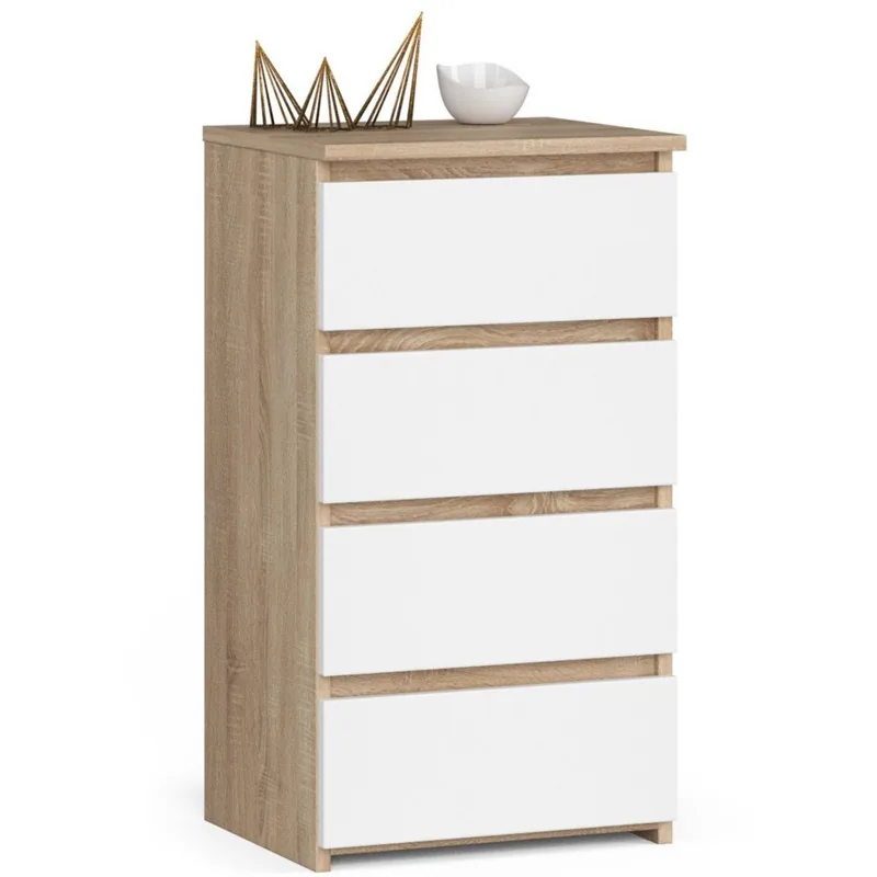 Noptiera Pal Brius 1 Sertar cu Raft 40x35x40cm Stejar Sonoma si Alb