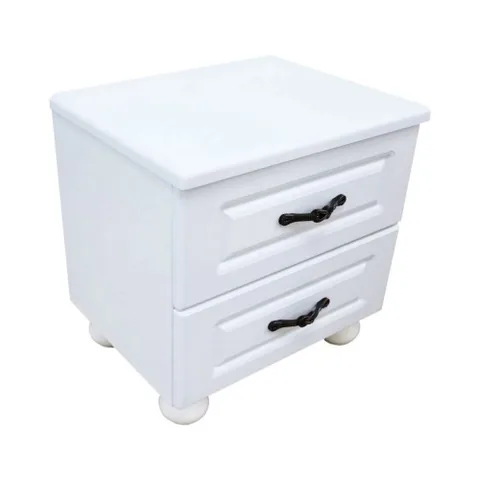 Noptiera Spectral Mobila Dynasty Alba 2 Sertare 51x40x50cm