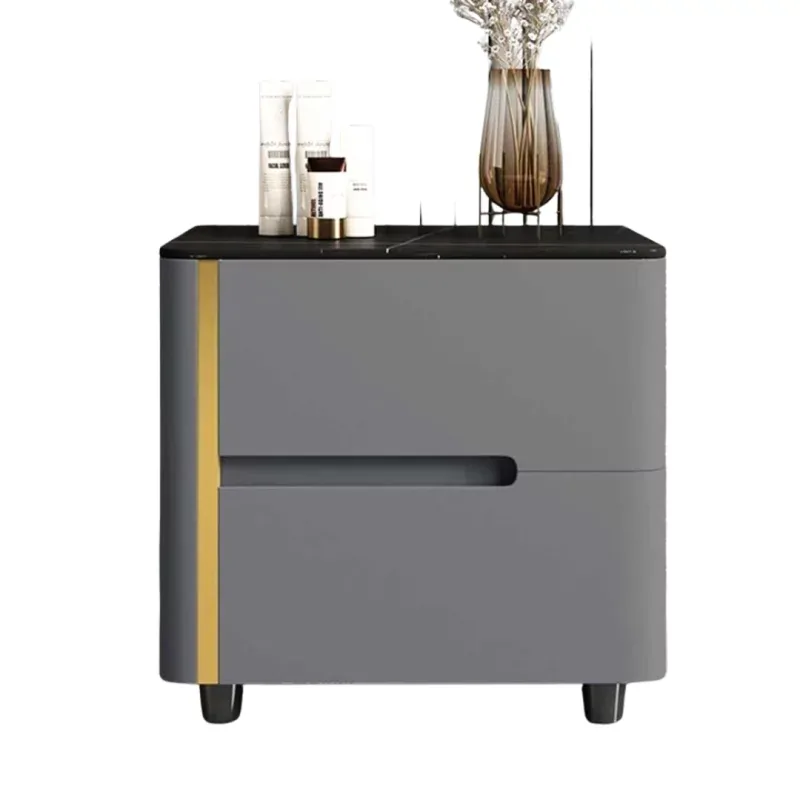 Noptiera SmartHeater Piatra Sinterizata Lemn de Stejar Metal 50x40x50 cm Gri