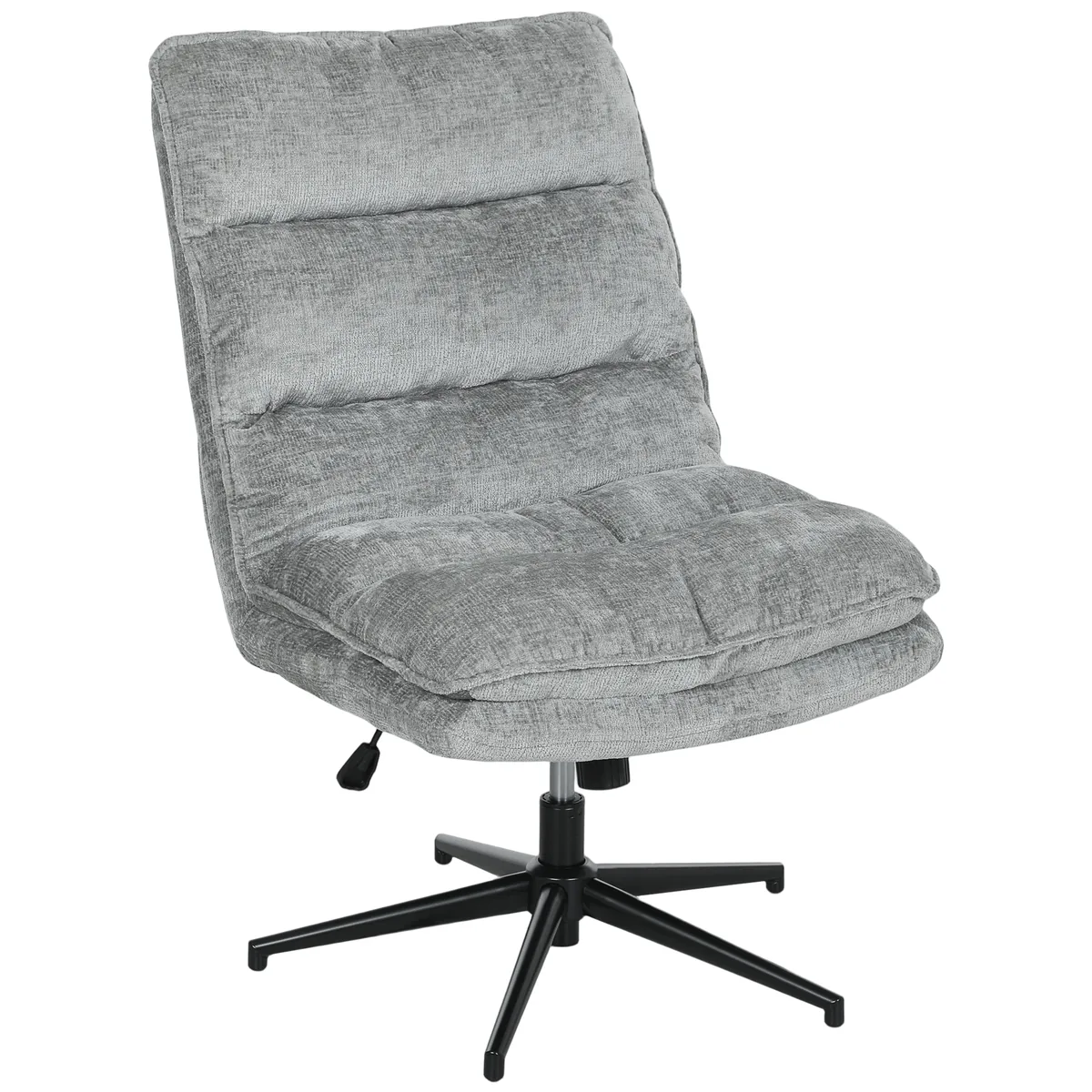 Scaun de Birou HOMCOM Fără Brațe Material Textil Înălțime Reglabilă Picioare Oțel Gri