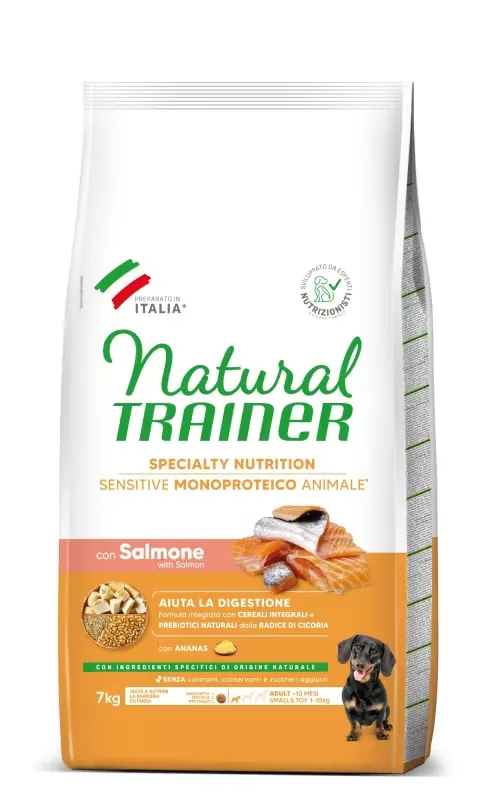Hrana Uscata Caini Natural Trainer Sensitive No Gluten Mini & Toy Adult Somon 7kg