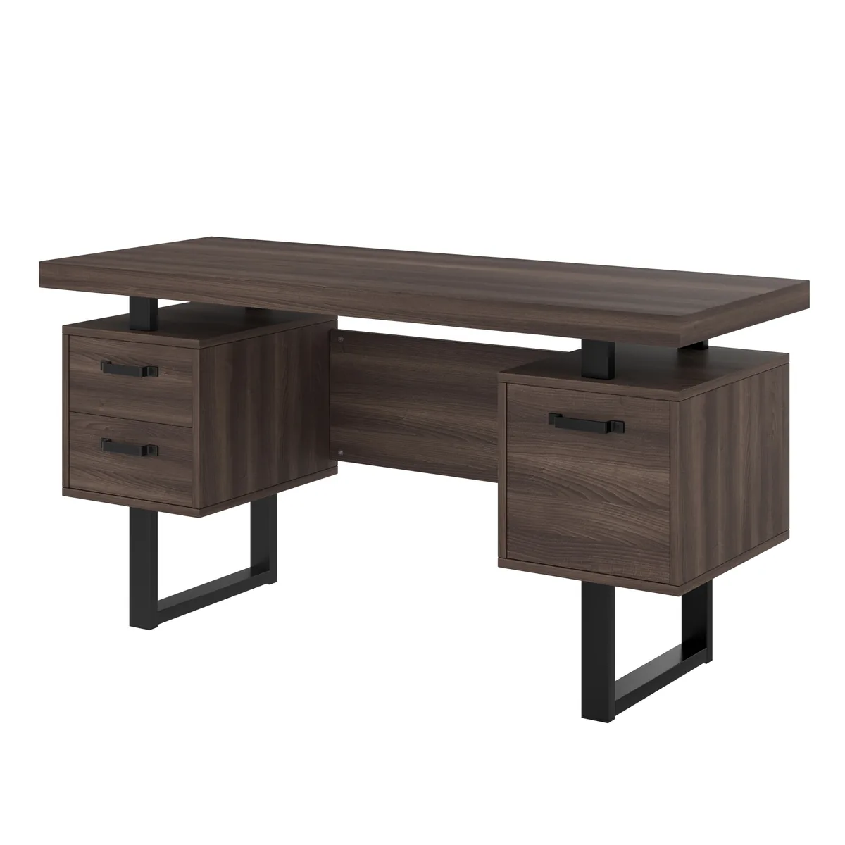 Birou NK Space cu Sertare 135x54x76 cm Negru si Maro