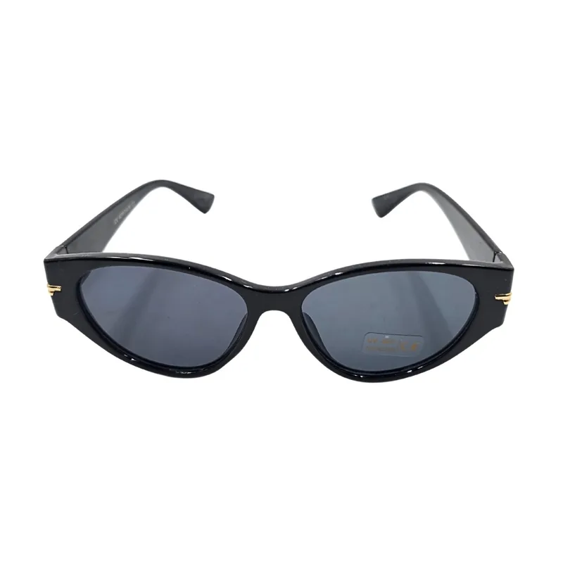 Ochelari de Soare GiftDesign Tiara Dama Negru Lucios Cat-Eye Fumurii Aurii