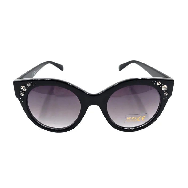 Ochelari de Soare Tiara Dama Rama Neagra Cristale Ovala Fumurii UV400