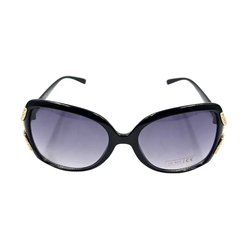 Ochelari de Soare Dama GiftDesign Tiara Fluture Negru Lucios Aurii Fumurii UV400