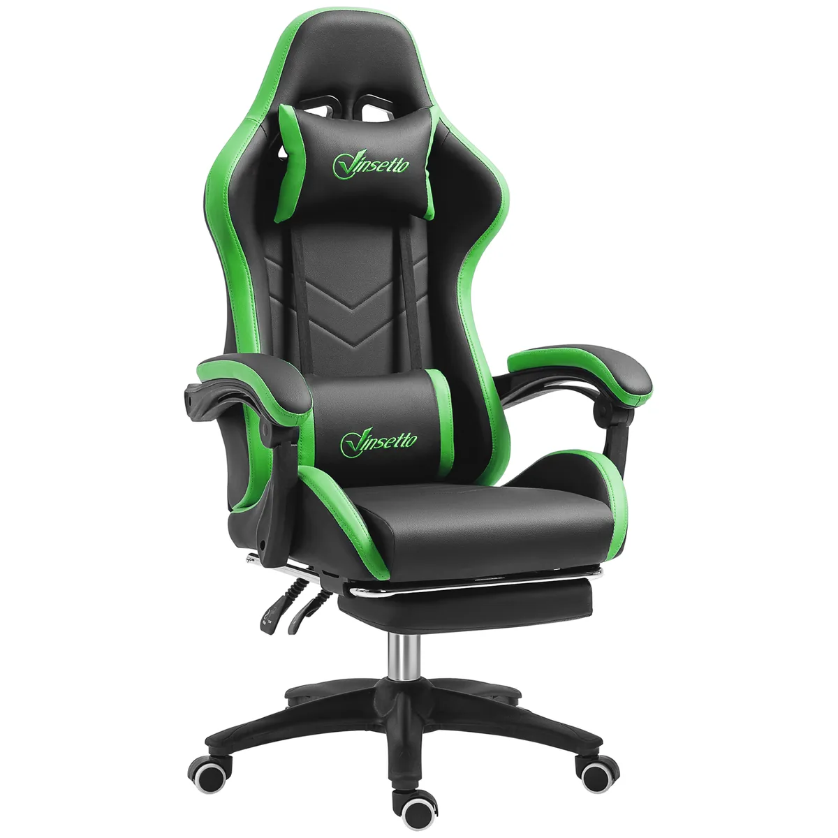 Scaun Gaming Vinsetto Ergonomic cu Spătar Rabatabil cu Reazem Picioare Negru