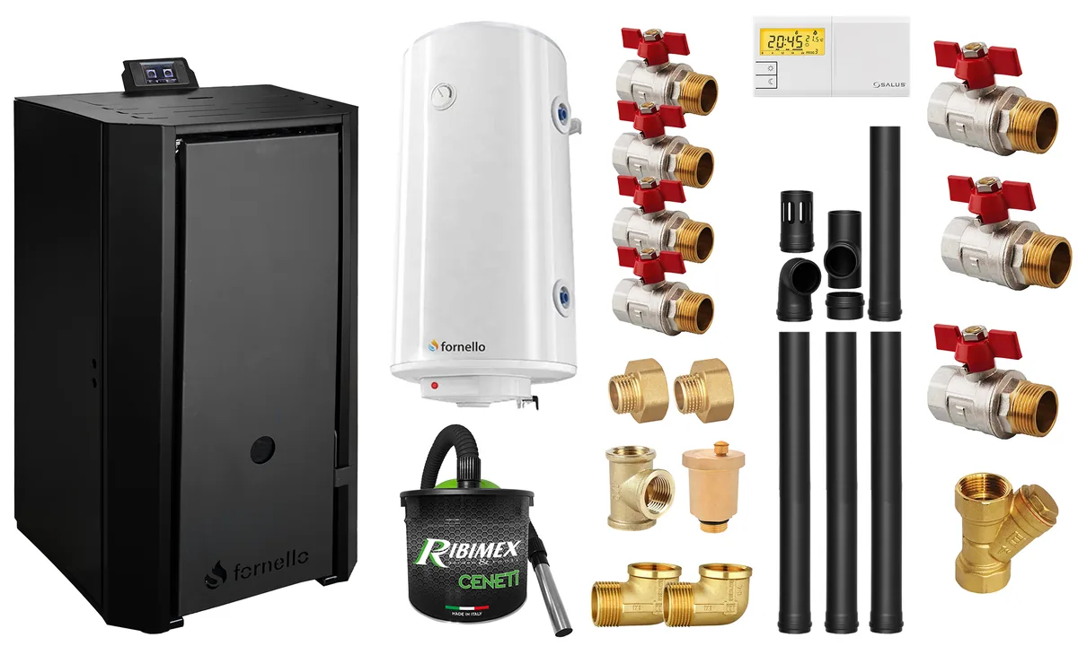 Pachet Centrala pe Peleti Fornello EVA B Black 25KW