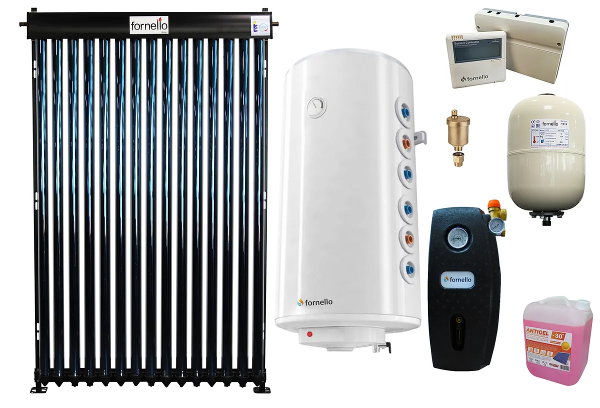 Pachet Complet Sistem Solar Presurizat Fornello 15 Tuburi Heat Pipe Boiler 150L