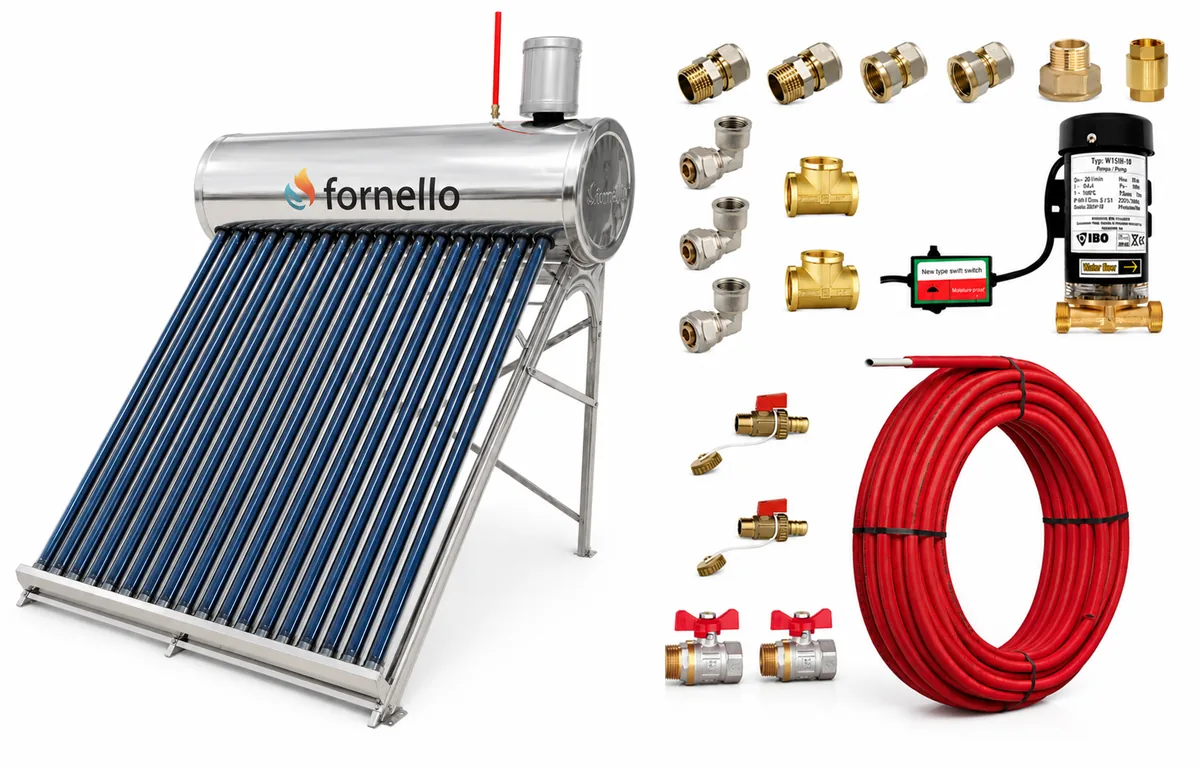 Pachet Panou Solar Nepresurizat Fornello 150L 18 Tuburi Vidate Cu Pompa