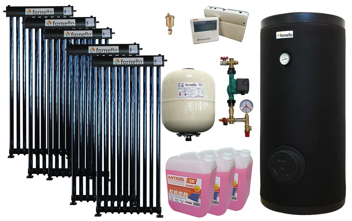 Pachet Sistem Solar Presurizat Fornello 50 Tuburi Heat Pipe Boiler SOL 500 LT 2S