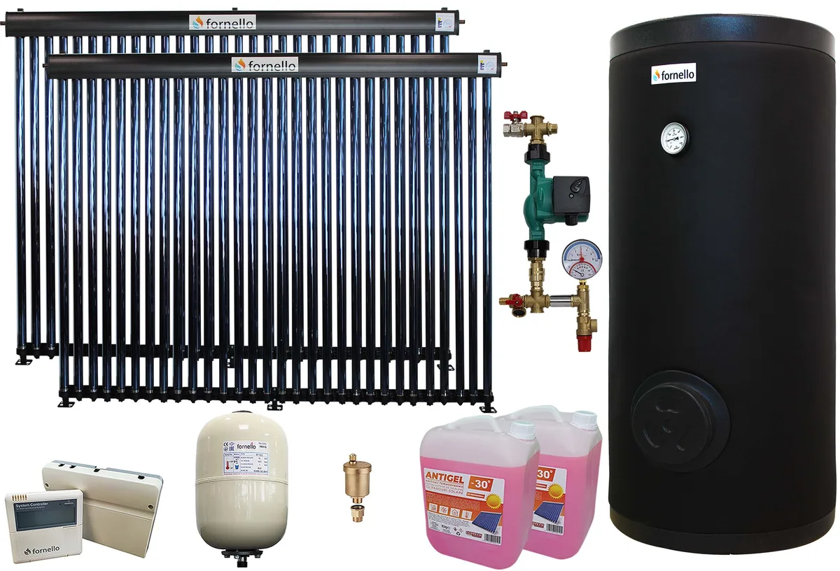 Pachet Sistem Solar Presurizat Fornello 60 Tuburi Heat Pipe Boiler 500L 2S