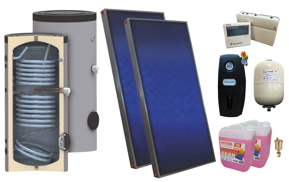 Pachet Sistem Solar Presurizat Sunsystem 2 Panouri PK SL FP 2.0 Boiler 150L