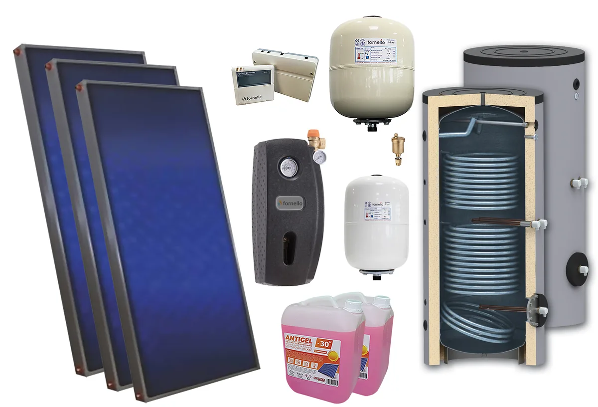Pachet Solar Presurizat Sunsystem 3x Panou Plan PK SL FP 2.0 Boiler SON 300 2S