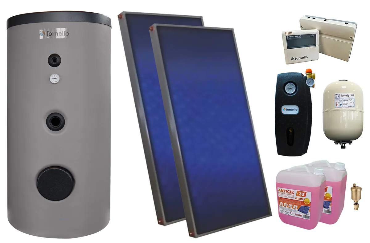 Pachet Solar Presurizat Sunsystem PK SL FP 2.0 2 Panouri Boiler Fornello 200L