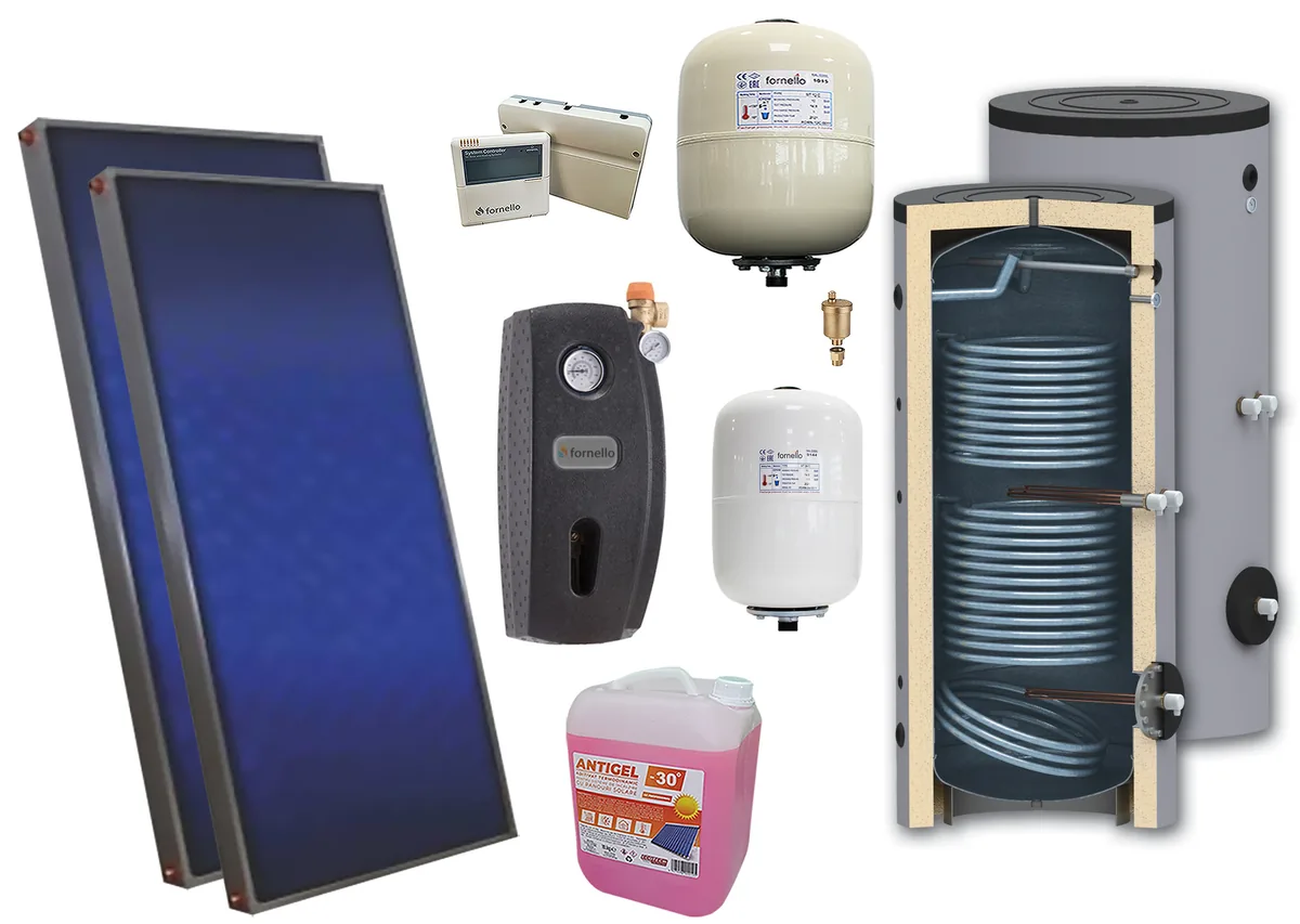 Pachet Solar Sunsystem 2x Panou PK SL FP 2.0 Boiler SON 200 2S