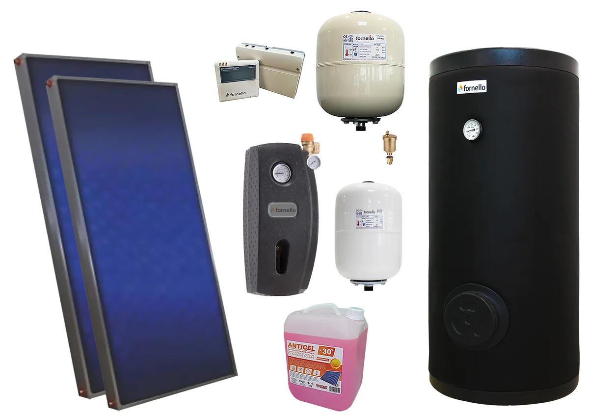 Pachet Solar Sunsystem 2x Panou PK SL FP 2.0 cu Boiler Fornello SOL 200LT 2S