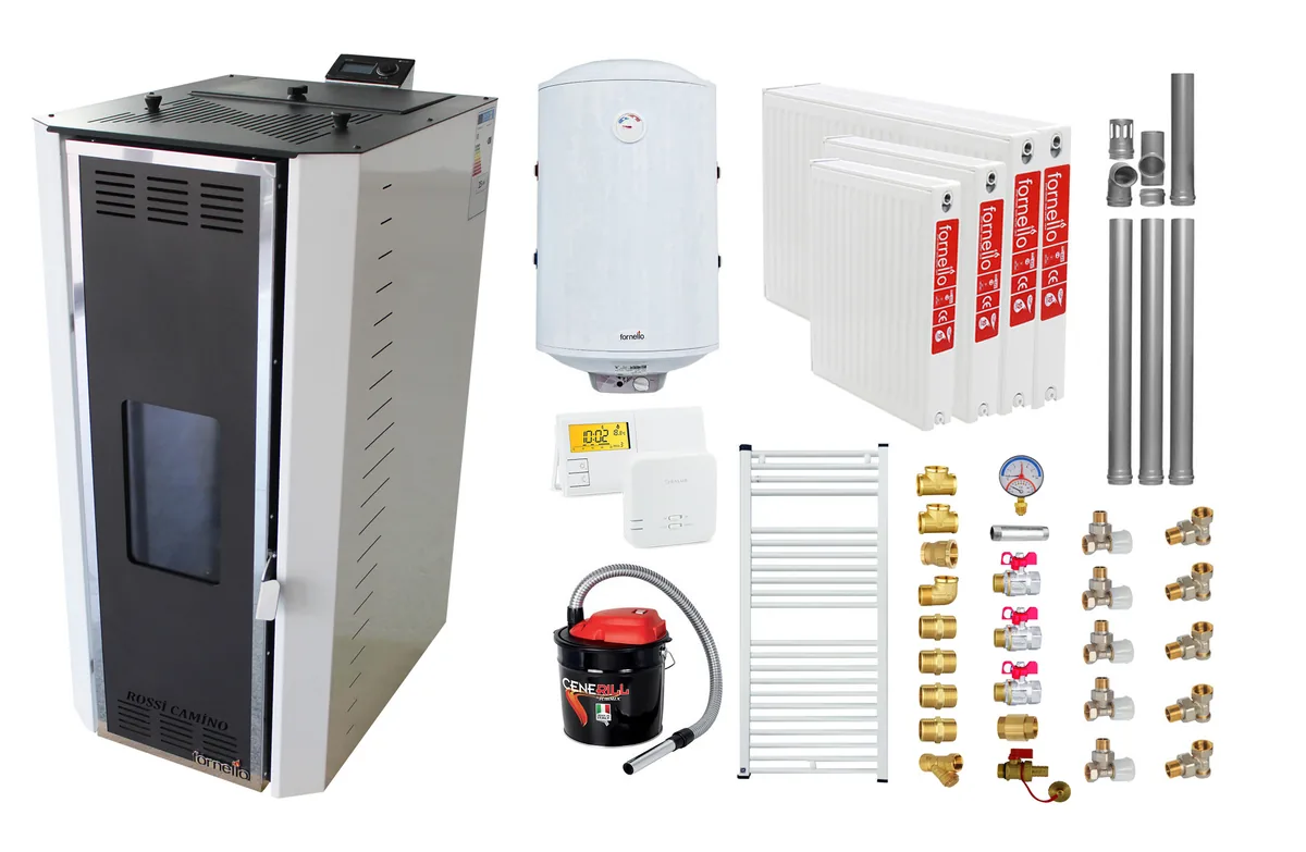 Pachet Termosemineu Fornello Camino Rossi 25kW cu Accesorii
