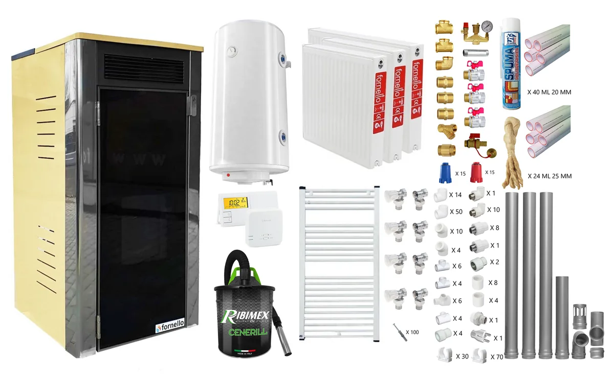 Pachet Termosemineu Fornello Primo Truva 25 kW Ivory 2 Camere