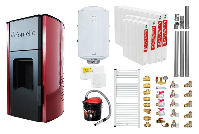 Pachet Termosemineu Peleti Fornello Royal Bordeaux 25kW Complet