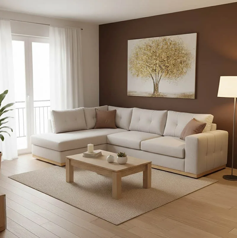 Pako World Coltar Dreapta Boston Crem Mocha Natural 280x225x95cm