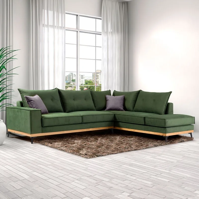 Pako World Luxury II Coltar Stanga Verde Inchis Gri Inchis Negru 290x235x90cm