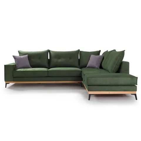 Pako World Luxury II Coltar Stanga Verde Inchis Gri Inchis Negru 290x235x90cm - imagine 4