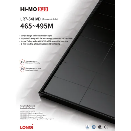 Panou Fotovoltaic Longi Monocristalin 465W N Type HPBC 2.0