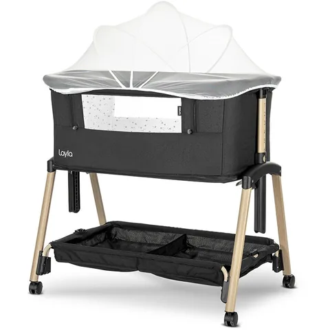 Patut Co-Sleeper Lorelli Layla 2 in 1 Latura Pliabila Reglabil Anti-Reflux Negru