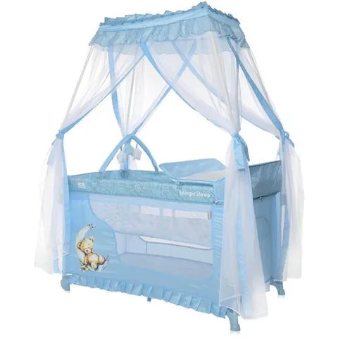 Lorelli Magic Sleep Pliabil Baldachin Cu Accesorii Blue Moon Sleeping Bear