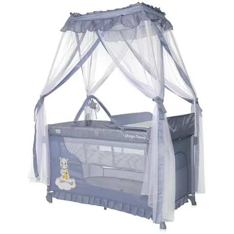 Lorelli Magic Sleep Pliabil Stil Baldachin Cool Grey Hippo