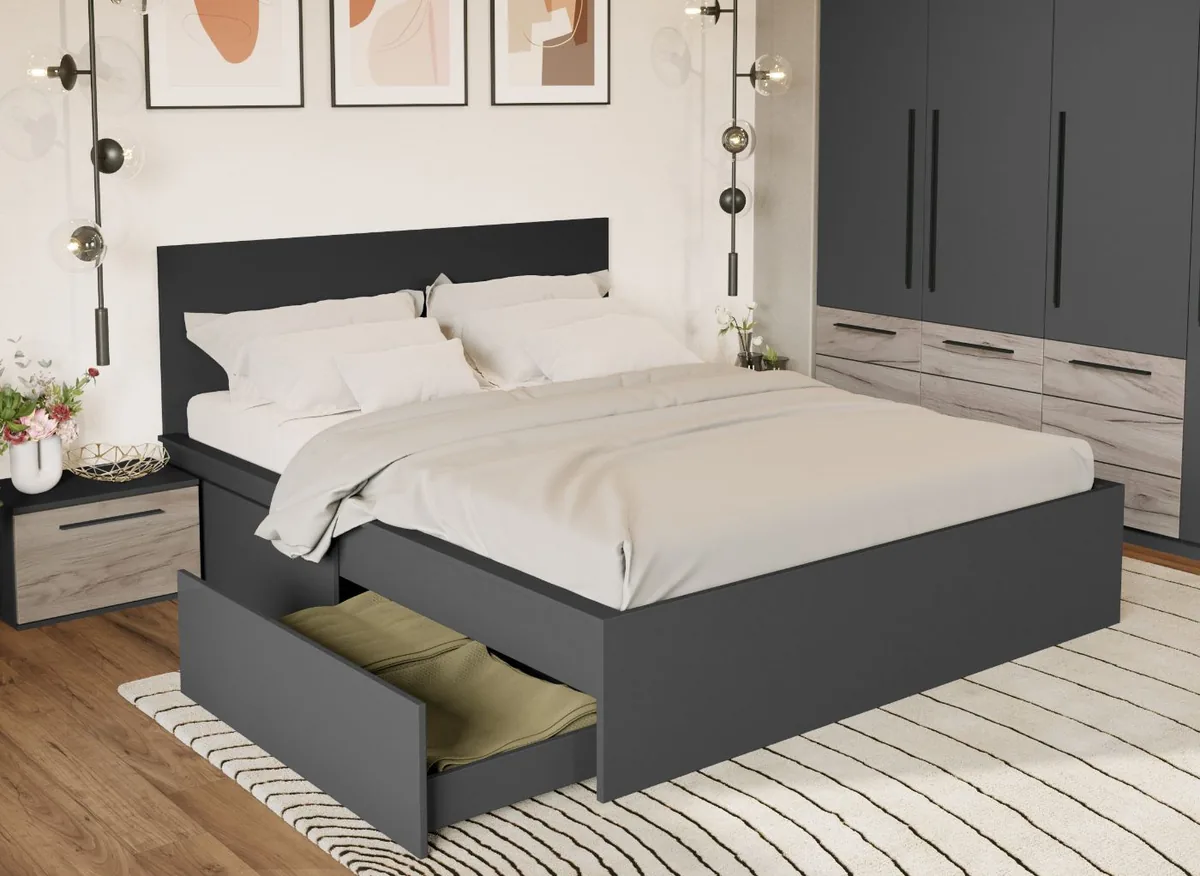 Pat Mobila Laguna Gri 140x200 2 Sertare